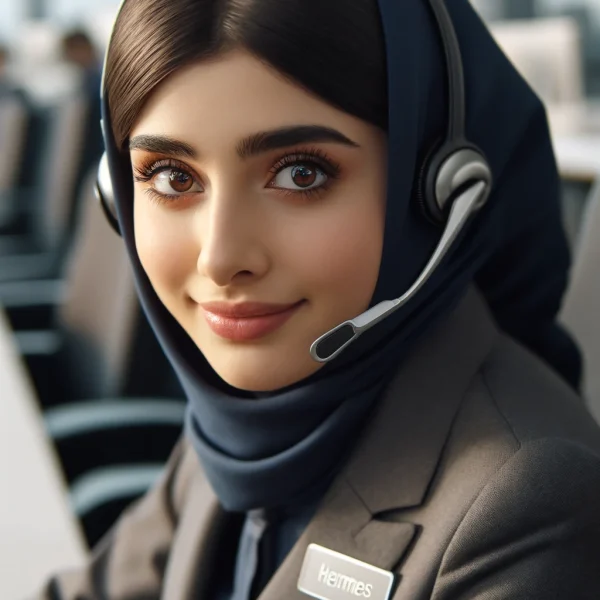 DALL·E 2024-04-20 05.26.10 - A photorealistic image of a young Iranian woman with kind eyes and a warm smile, shot on a high-quality camera. She has long, dark hair styled in a hi